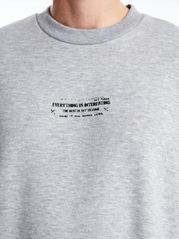 Bisiklet Yaka Uzun Kollu Bask?l? Erkek Sweatshirt