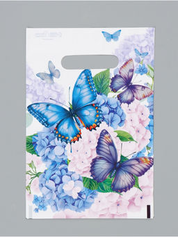 Цена за 50 шт. Подарочный пакет, полиэтиленовый, с вырубной ручкой, «Бабочки»,  20 х 30 см