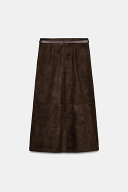 FALDA EFECTO ANTE CINTUR?N / Marr?n chocolate - Zara фото 8