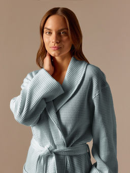 Халат вафельный женский SL HOME: Basic «Аззура», размер L, хлопок 100%, бирюзовый