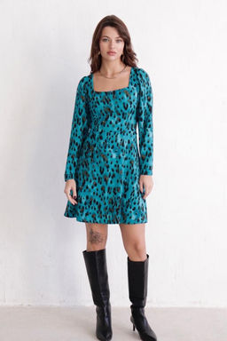 Платье с вырезом каре бирюзовое - Martichelli фото 8