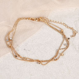 Браслет на ногу тройной 20(27) см / К0251 /уп 12/ золото - Галеонтрейд фото 3