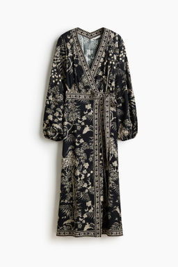 Vestido cruzado de manga larga