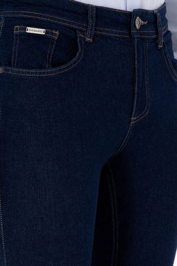 Erkek Koyu Mavi Slim Fit Jean Pantolon