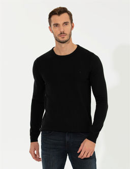 Siyah Slim Fit Bisiklet Yaka Basic Triko Kazak - Pierre cardin фото 4