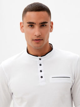 Лонгслив поло мужской MINAKU: Basic line MAN, размер 44, белый