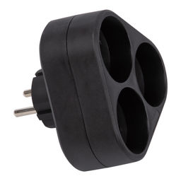 S-ES3-16F BLACK Разветвитель сетевой, б/з. 3 гнезда. 16А, 3500Вт. Черный. ТМ Uniel