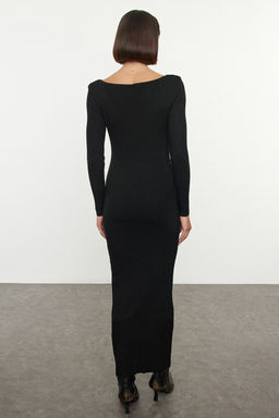 TRENDYOLMILLA Siyah Duz Maxi Triko Premium Iplik/Ozel Iplik Elbise TWOAW25EL00052 фото 12
