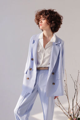 Брюки со стрелками голубые в полоску - Martichelli фото 8