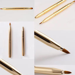 Nail Art Двусторонняя кисть для нанесения точечного макияжа губ, золотистый фото 10