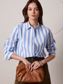 Блузка свободного силуэта в широкую полоску из 100 % хлопка