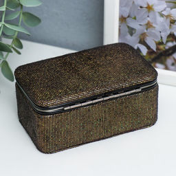 Шкатулка кожзам для украшений Мелкие квадратики. Шоколад 6х7х12 см - Simaland фото 4