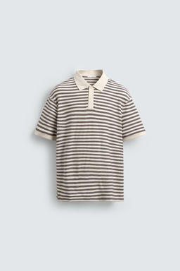 POLO REGULAR FIT JACQUARD RAYAS / Crudo / Marino - Zara фото 6