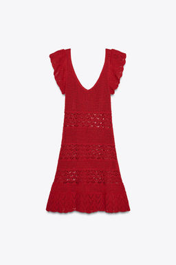 TEXTURED KNIT RUFFLE MINI DRESS - Zara фото 7