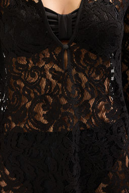 TRENDYOLMILLA Siyah Mini Orme Dantel Plaj Elbisesi TBESS25EL00088 фото 3