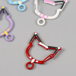 Цена за 4 шт. Карабин металл с кольцом «Кошечка с ошейником», 3.4×3.3 см, МИКС