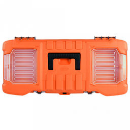 "Expert" Контейнер-ящик для инструментов пластмассовый 56х28х23,5см, металлический замок, черный/оранжевый (Россия)