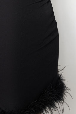 TRENDYOLMILLA Siyah Vucuda Oturan Otrisli Parlak Tasl? Dokuma K?sa S?k Abiye Elbise TPRSS23EL00255 фото 5