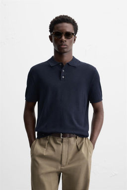 VISCOSE BLEND KNIT POLO SHIRT - Zara фото 4