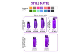 Бутылка для воды 1000 мл 7,8*7,8*28,5 см Style Matte с углублениями д/пальцев лаванда - Elan gallery фото 10