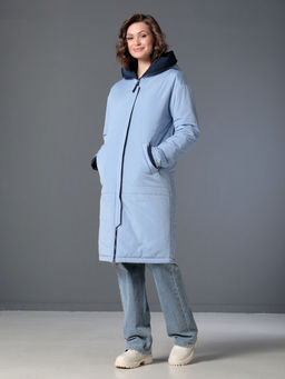 25301 Пальто дем. двустороннее т.синий/голубой - Dizzyway фото 3