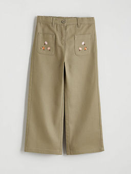 Beli Lastikli ?i?ekli K?z ?ocuk Pantolon