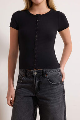 Siyah Fitted/Vucuda Oturan Premium Yumusak Orme Bluz TWOSS26BZ00428 - Trendyolmilla фото 3