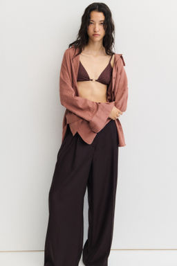 Camisa oversize en mezcla de lino - H&m фото 4