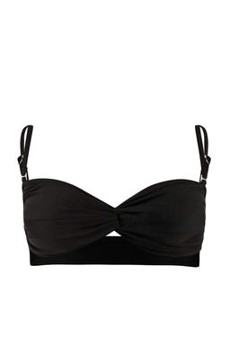 Siyah Straplez Drapeli Kapl? Bikini Ustu TBESS26BU00010