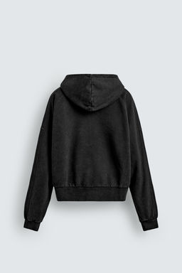 SUDADERA CROPPED FIT  CAPUCHA / Antracita oscuro - Zara фото 8