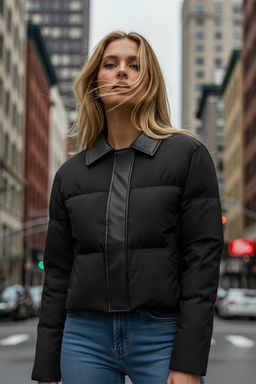 Siyah Oversize Kal?p Yakas? Suni Deri Detayl? Sisme MontTWOAW26MO00140 - Trendyolmilla фото 8