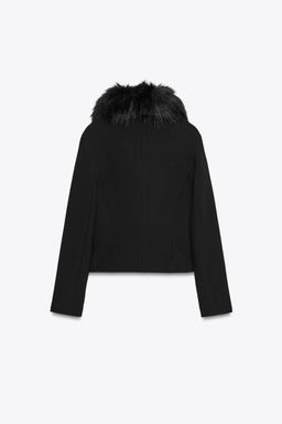 ZW COLLECTION FITTED FAUX FUR COLLAR JACKET - Zara фото 8