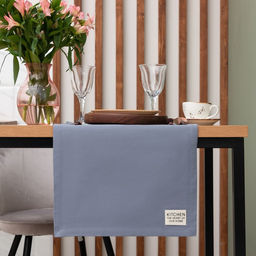 Дорожка на стол «Этель» Kitchen 40×150±5 см, 100% хлопок, саржа 220 г/м², синяя