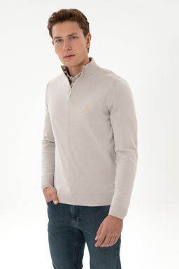 Erkek Slim Fit Yar_m Fermuarl_ Ta_ Kazak