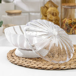 Ваза для фруктов и хлеба Альтернатива «Грация», пластик, 1.5 л, h=14.5 см, d=21 см, белый