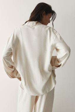 Camisa oversize en mezcla de lino - H&m фото 6