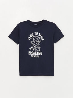 Bisiklet Yaka Bask?l? K?sa Kollu Erkek ?ocuk Ti??rt