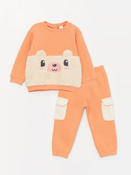 Bisiklet Yaka K?z Bebek Sweatshirt ve E?ofman Alt 2li