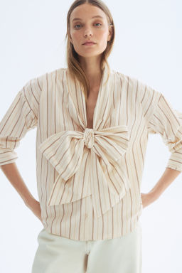 Camisa de popelina con cierre de lazada - H&m фото 3