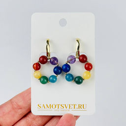 Серьги 7 чакр из Самоцветов