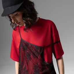 Футболка со съемным топом, Модный тандем (красный 2 в 1) - Charutti фото 9