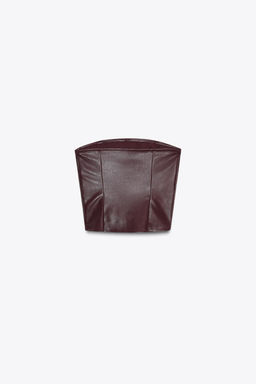 STUDDED FAUX LEATHER BANDEAU TOP - Zara фото 8