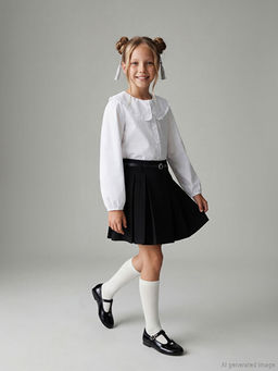 Pileli K?z ?ocuk ?ort Etek