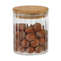 Банка из рельефного стекла 450 мл, AROMA RIVIERA, с кр. из бамбука арт. 108278