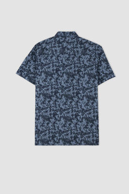 Хлопковая рубашка обычного кроя с короткими рукавами и рисунком - Defacto фото 7