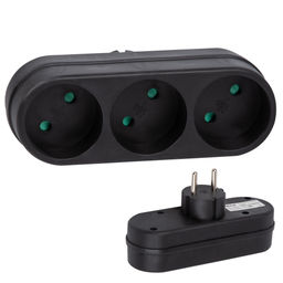 S-ES3-16O BLACK Разветвитель сетевой, б/з. 3 гнезда. 16А, 3500Вт. Черный. ТМ Uniel