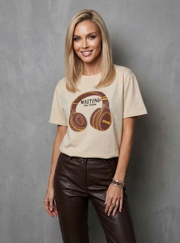 K13442 Футболка OVER SIZE (хлопок) БЕЖЕВЫЙ