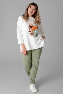 Арт. 2376 Костюм с брюками женский 52-60 (5 шт) Цвет:молочный, полынь - Калинка фото 9