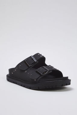 Trendyol Shoes Siyah Rivetli Cift Tokal? Duz Kad?n Terlik TAKSS25TE00004 - Trendyolmilla фото 8
