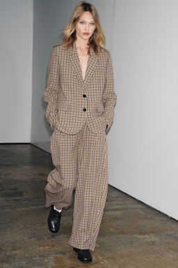 ZW COLLECTION CHECK STRAIGHT BLAZER - Zara фото 3